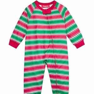 Infant Crushed It Stripe Candy Cane Christmas Holiday Winter Footed Pajamas